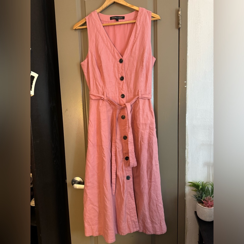 Pink Button-Down Sleeveless Dress